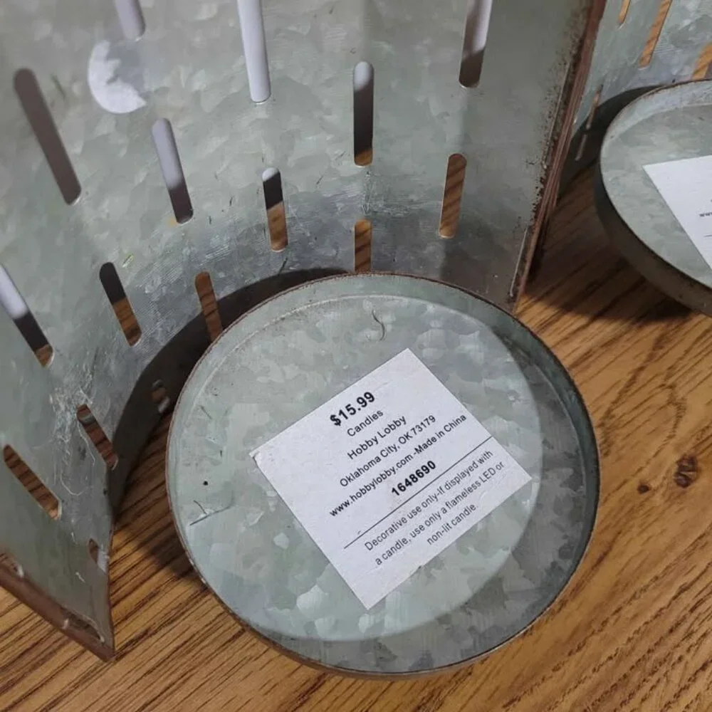2 Galvanized Metal Hanging Candle Flower Vase Shelfs Farm Rustic Farmhouse Decor